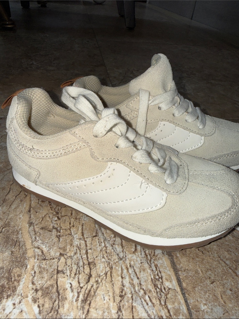 Zara Cream Suede and White Accent Sneakers